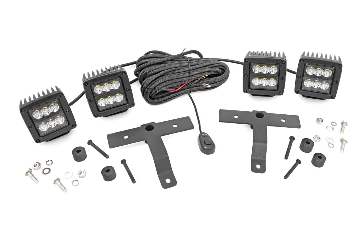 Rough Country Jeep Quad LED Light Pod Kit - Black Series (18-20 JL / 2020 Gladiator)